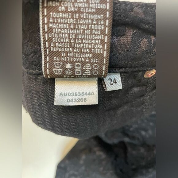 7 For All Mankind All Over Print Skinny Pants Women Size 24 Black - Picture 6 of 10